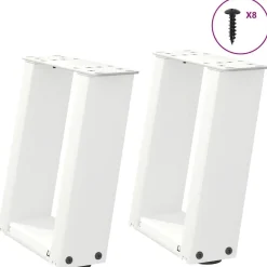 Accessoires Pour Tables-vidaXL Pieds de table basse en U 2 pièces 30 x (30-31) cm Acier Blanc