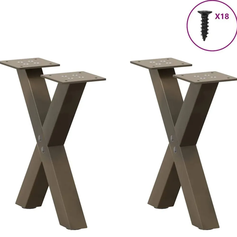 Accessoires Pour Tables-vidaXL Pieds de table basse en forme de X, 2 pièces, acier , 30 x (30-31) cm Naturel