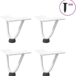 Accessoires Pour Tables-vidaXL Pieds en épingle à cheveux pour table basse 4 pièces 10 cm Acier massif Blanc