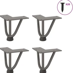 Accessoires Pour Tables-vidaXL Pieds en épingle à cheveux pour table basse 4 pièces Acier 10 cm Acier massif Naturel