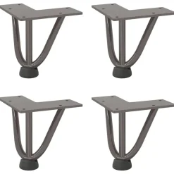 Accessoires Pour Tables-vidaXL Pieds en épingle à cheveux pour table basse 4 pièces Acier 10 cm Acier massif Naturel