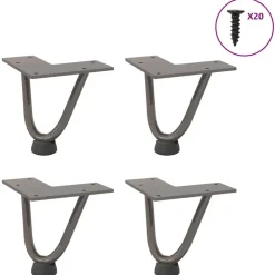 vidaXL Pieds en épingle à cheveux pour table basse 4 pièces Acier 10 cm Acier massif