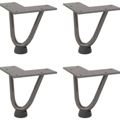 vidaXL Pieds en épingle à cheveux pour table basse 4 pièces Acier 10 cm Acier massif