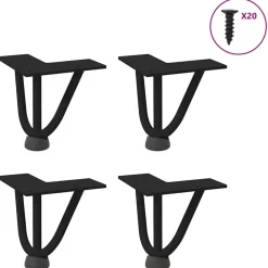 Accessoires Pour Tables-vidaXL Pieds en épingle à cheveux pour table basse 4 pièces 10 cm Acier massif Noir