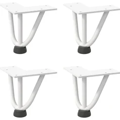Accessoires Pour Tables-vidaXL Pieds en épingle à cheveux pour table basse 4 pièces 10 cm Acier massif Blanc