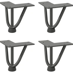 vidaXL Pieds en épingle à cheveux pour table basse 4 pièces 10 cm Acier massif