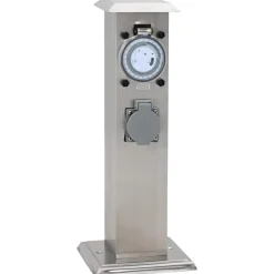 vidaXL Pilier de prise de jardin avec minuterie Acier inoxydable