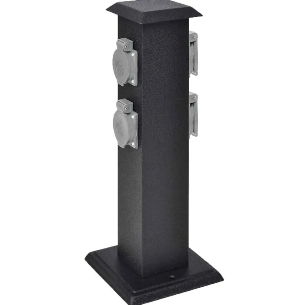 Accessoires Électriques-vidaXL Pilier de prise de jardin Noir