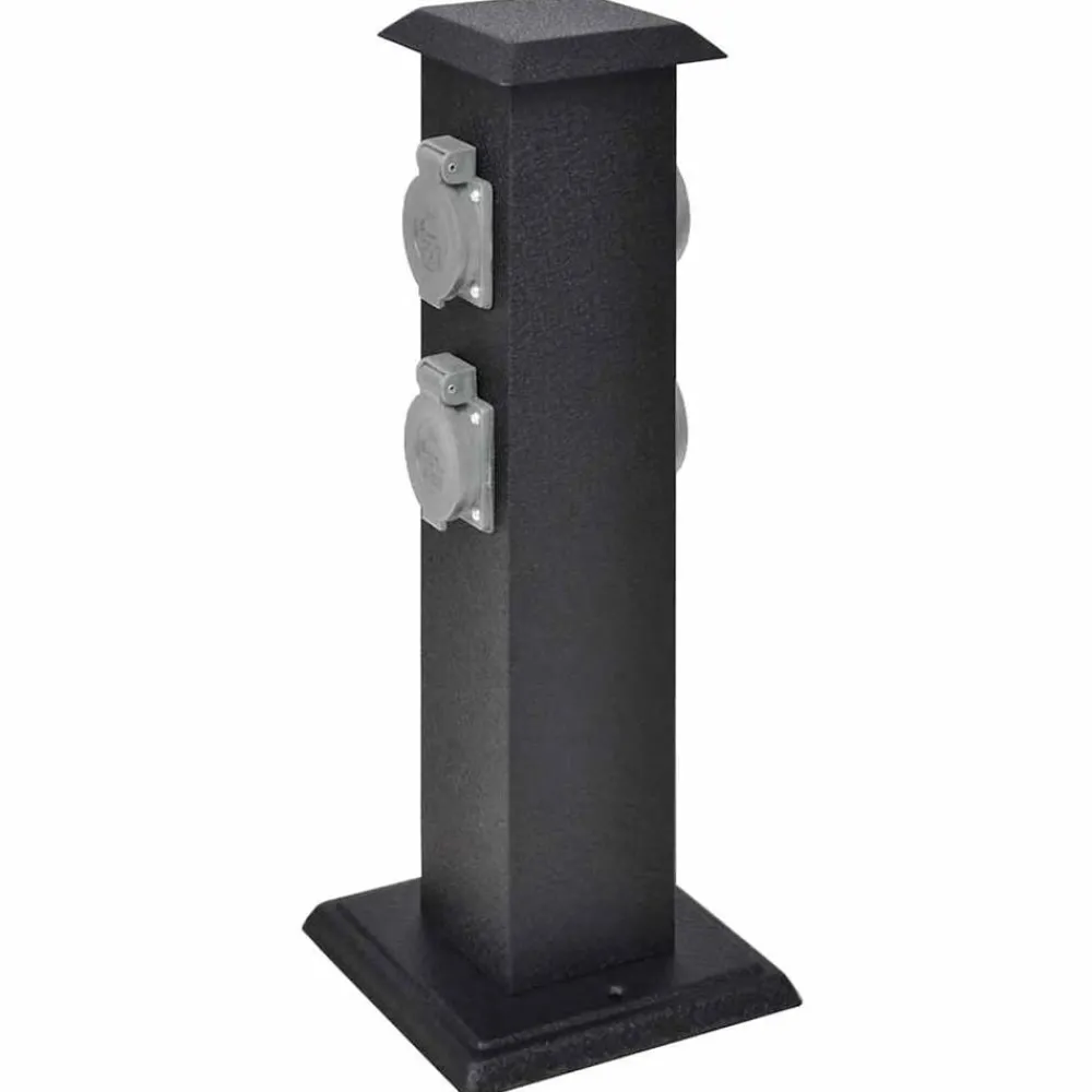 Accessoires Électriques-vidaXL Pilier de prise de jardin Noir