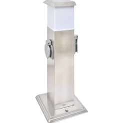 Accessoires Électriques-vidaXL Pilier de prise de jardin avec lampe Acier inoxydable Argent