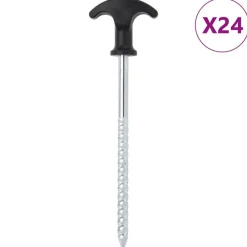 Loisirs De Plein Air-vidaXL Piquets de tente 24 pcs 17 cm Ø7 mm acier galvanisé