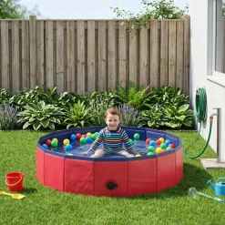 Articles Pour Animaux De Compagnie-vidaXL Piscine de nage pliable pour chien et bleu PVC Rouge