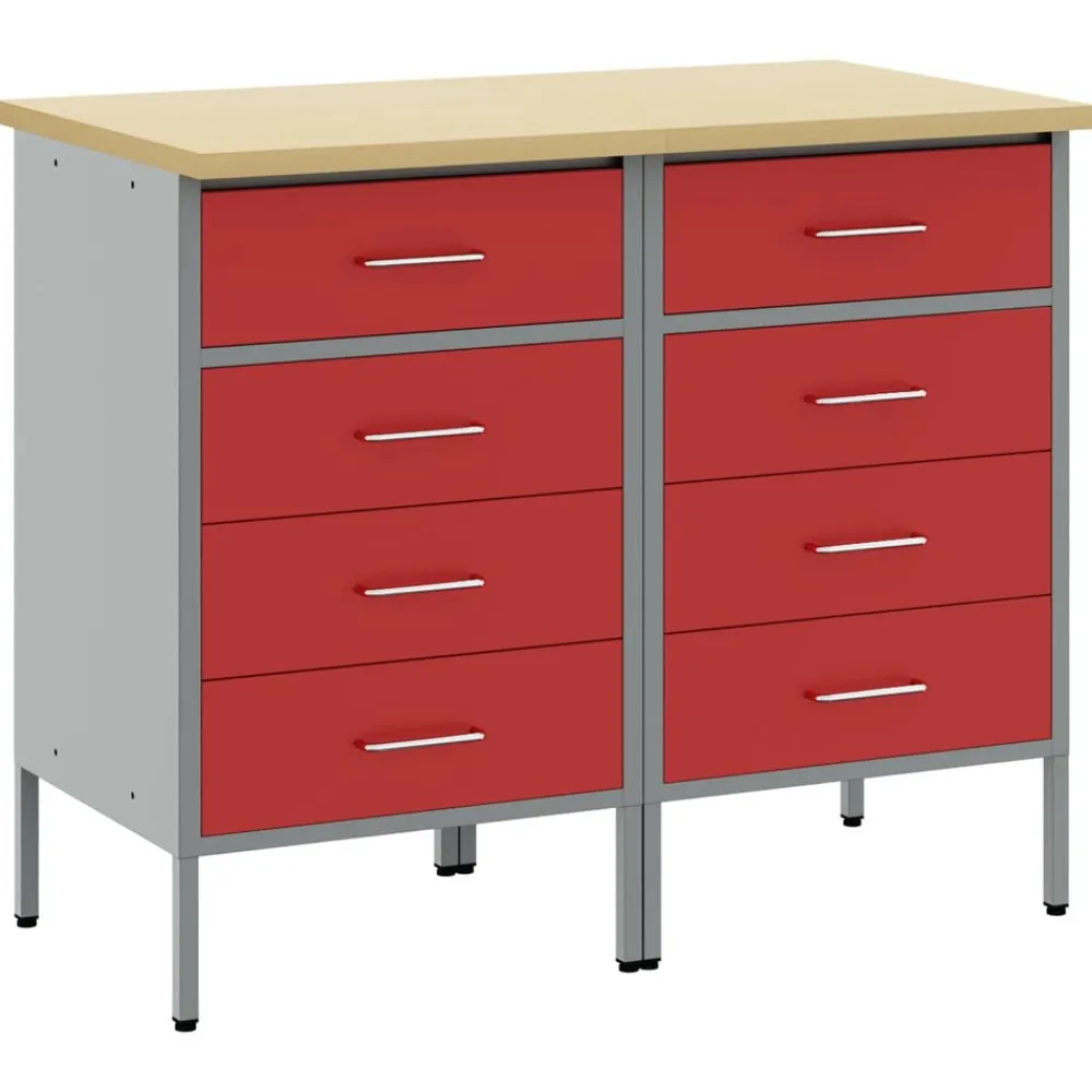 Accessoires De Quincaillerie-vidaXL Placard de travail 2 pcs et Gris 100 x 55 x 85 cm Rouge