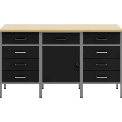 Accessoires De Quincaillerie-vidaXL Placard de travail 3 pcs et gris 150 x 55 x 85 cm Noir