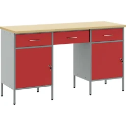 Accessoires De Quincaillerie-vidaXL Placard de travail 3 pcs Bois d'ingénierie et acier Rouge