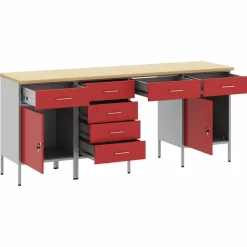 Accessoires De Quincaillerie-vidaXL Placard de travail 4 pcs Bois d'ingénierie et acier Rouge