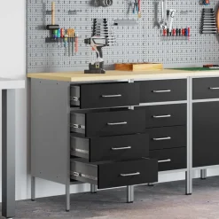 Accessoires De Quincaillerie-vidaXL Placard de travail 2 pcs et gris 100 x 55 x 85 cm Noir