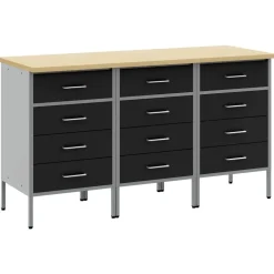 Accessoires De Quincaillerie-vidaXL Placard de travail 3 pcs et gris 150 x 55 x 85 cm Noir