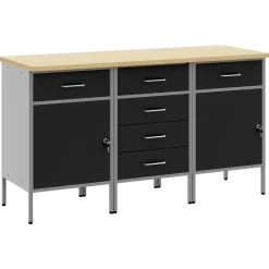 vidaXL Placard de travail 3 pcs et gris 150 x 55 x 85 cm