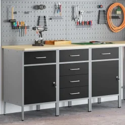 vidaXL Placard de travail 3 pcs et gris 150 x 55 x 85 cm