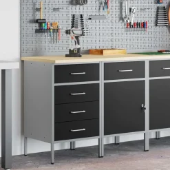 vidaXL Placard de travail 2 pcs et gris 100 x 55 x 85 cm