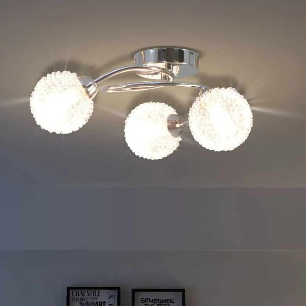 Luminaires-vidaXL Plafonnier avec 3 ampoules LED G9 120 W