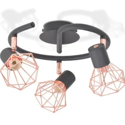 Luminaires-vidaXL Plafonnier avec 3 ampoules LED à filament 12 W