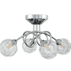 Luminaires-vidaXL Plafonnier avec abat-jour en maille métallique pour 4 LED G9
