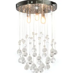 vidaXL Plafonnier avec perles de cristal Argenté Sphère 3 ampoules G9