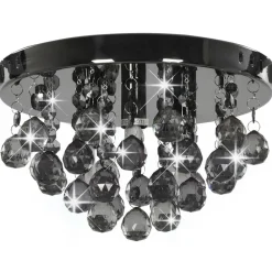 vidaXL Plafonnier avec perles fumées Rond G9