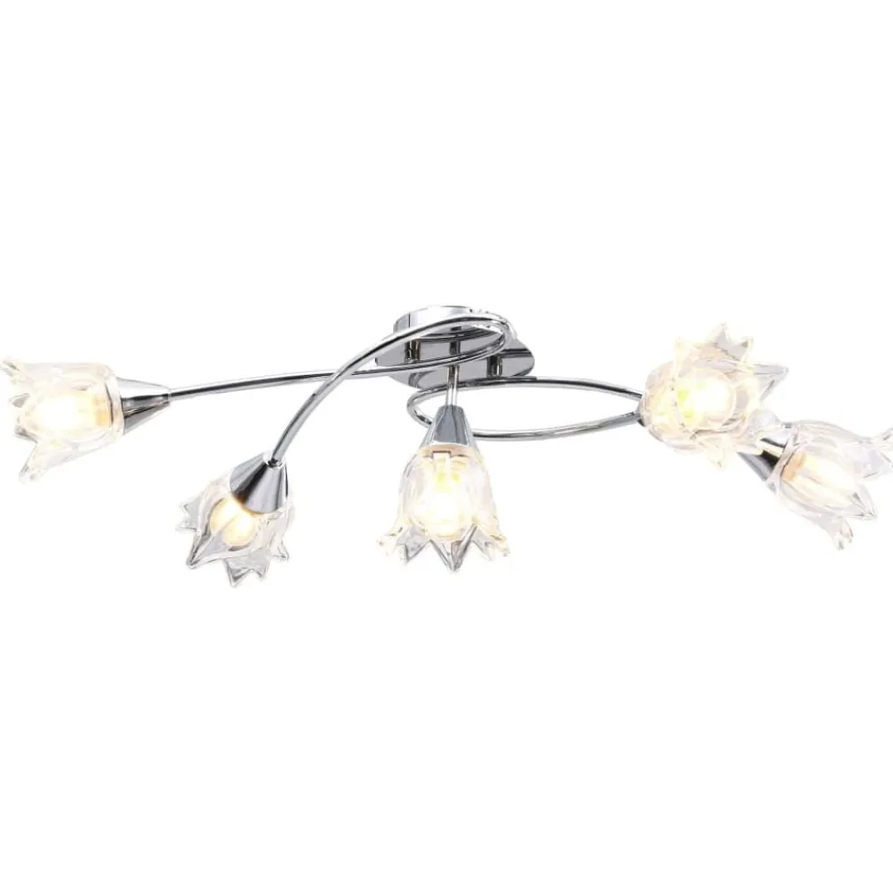 Luminaires-vidaXL Plafonnier et abat-jour verre transparent 5 ampoules E14 Tulipe