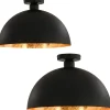 Luminaires-vidaXL Plafonniers 2 pcs Noir et doré Semi-sphérique E27
