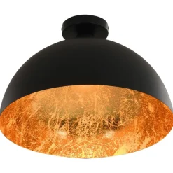Luminaires-vidaXL Plafonniers 2 pcs Noir et doré Semi-sphérique E27