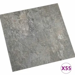 vidaXL Planches de sol 55 pcs Gris 5,11 m² PVC
