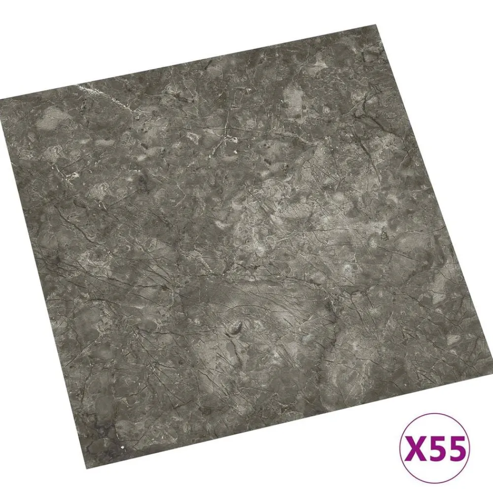 Matériaux De Construction-vidaXL Planches de sol 55 pcs Gris 5,11 m² PVC Gris et blanc