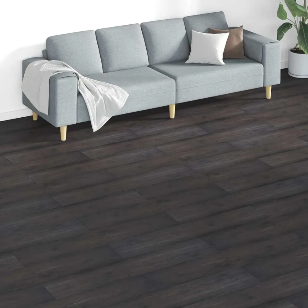 Matériaux De Construction-vidaXL Planches de sol 18 pcs Gris foncé 5,26 m² PVC Chêne gris foncé