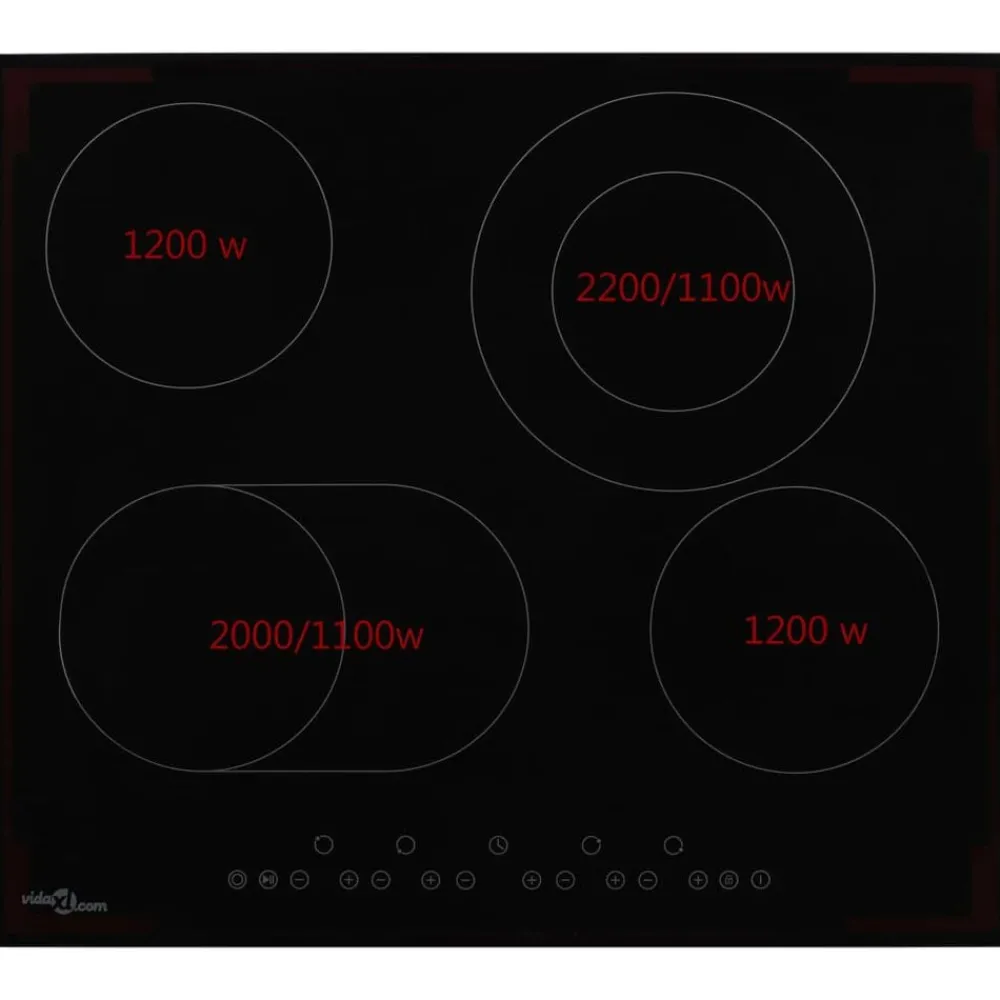 Arts De La Table & Arts Culinaires-vidaXL Plaque de cuisson Céramique 4 brûleurs Contrôle tactile 6600 W