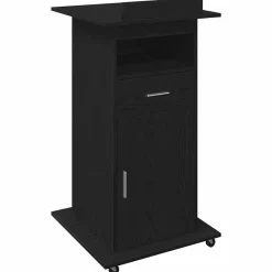 Meubles De Bureau-vidaXL Podium avec roue Chêne noir 55 x 55 x 107 cm Bois d'ingénierie Ch&ecirc;ne noir