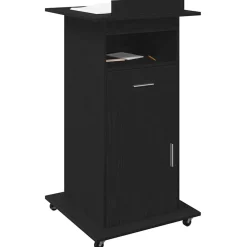 Meubles De Bureau-vidaXL Podium avec roue Chêne noir 55 x 55 x 107 cm Bois d'ingénierie Ch&ecirc;ne noir
