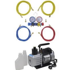 vidaXL Pompe à vide 50 L/min avec manomètre à 4 voies en kit d'outils