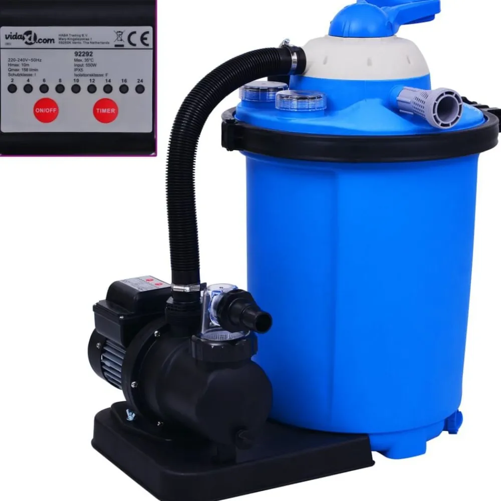 Piscine & Spa-vidaXL Pompe de filtration à sable avec minuterie 550 W 50 L