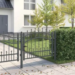 vidaXL Portail de clôture Kampen avec pointe en forme de lance, acier noir 103 x 75 cm