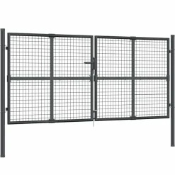 Clôtures & Barrières-vidaXL Portail de jardin grillagé 300 x 125 cm Acier galvanisé Anthracite