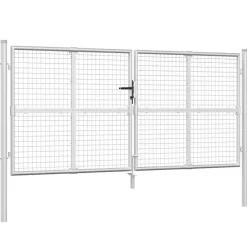 Clôtures & Barrières-vidaXL Portail de jardin grillagé é 300 x 125 cm en acier galvanisé Argent