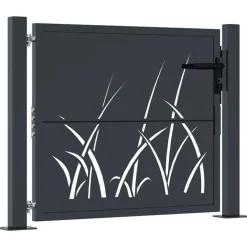 vidaXL Portail de jardin Anthracite 100x75 cm Acier Design Herbe