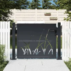 vidaXL Portail de jardin Anthracite 100x75 cm Acier Design Herbe