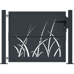 vidaXL Portail de jardin Anthracite 100x75 cm Acier Design Herbe