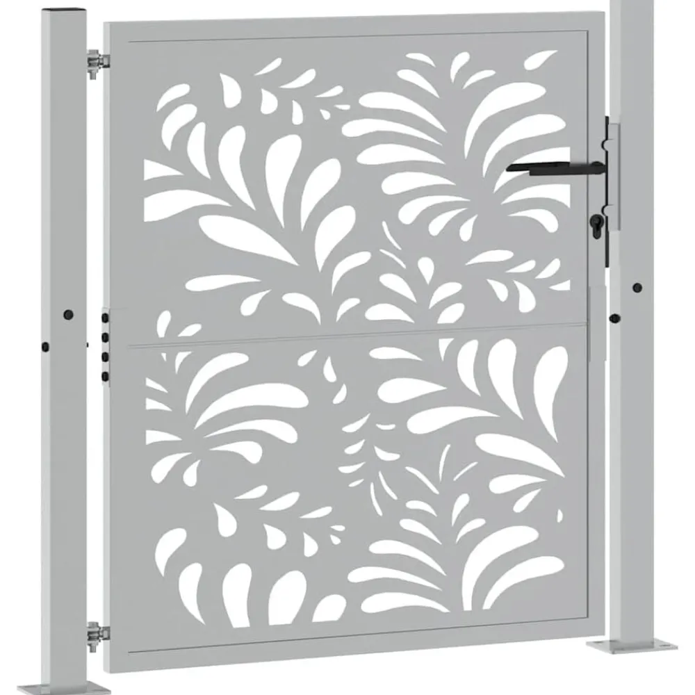 Clôtures & Barrières-vidaXL Portail de jardin 100x100 cm en acier patiné motif vagues Acier résistant aux intempéries/Marron