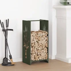Accessoires Pour Cheminées & Poêles À Bois-vidaXL Portant de bois chauffage 40x30x80 cm Vert olive