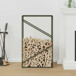 Accessoires Pour Cheminées & Poêles À Bois-vidaXL Portant de bois chauffage 60x25x100 cm Vert olive